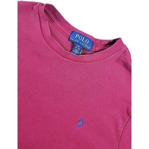Polo Ralph Lauren Boys L 14-16 Long-Sleeve RED Thermal‎ T-Shirt BLUE Logo